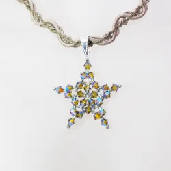Pendant 40cm - Crater-Khaki Braid - Pendant 40cm - Laiton argenté